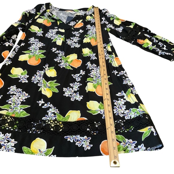 Citrus Squeeze Black Fruit Print Dress Size M NWT Belk $76 - Picture 8 of 10